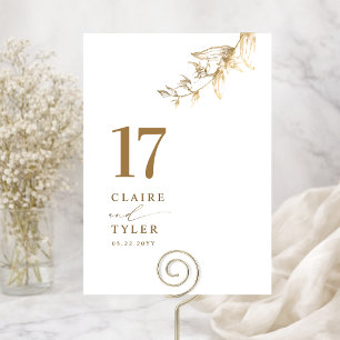 Elegant, Minimal White and Gold Table Number