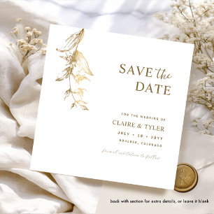 Elegant Minimal White and Gold Wedding Save The Date