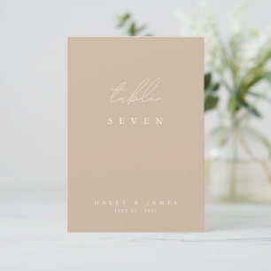 Elegant Minimal White & Beige Wedding Table Number