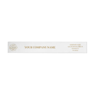 Elegant Minimal White Gold Business Logo Branded Wrap Around Label