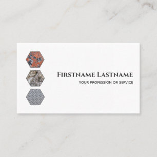 Elegant minimal white marble wood steel hexagon business card