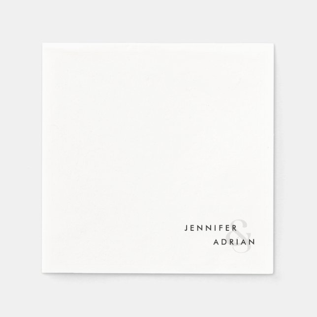 Elegant Minimal White Modern Wedding  Napkin (Front)