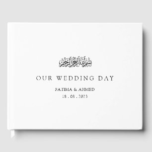 Elegant Minimal White Our Wedding Day Muslim Guest Book