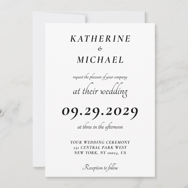 Elegant Minimal White Wedding Invitations (Front)