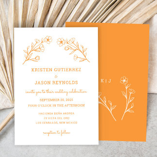 Elegant Minimal  Wildflower Wedding Invitation