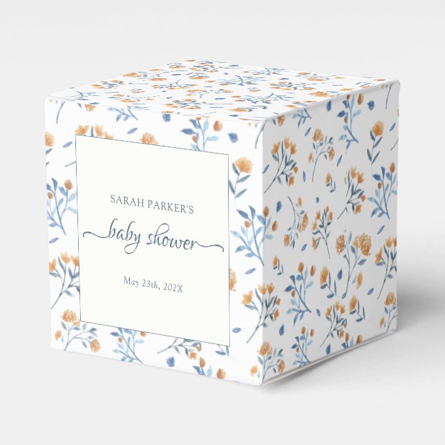 Elegant Minimal Wildflowers Boho Baby Shower  Favour Box (Front Side)
