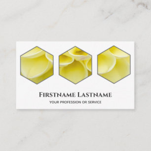 Elegant minimal yellow blossom on white hexagon business card