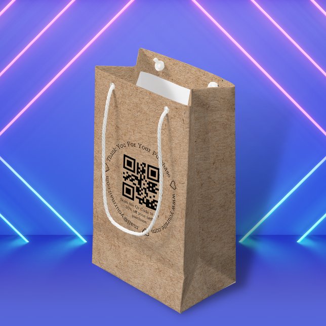 elegant minimalis thank you business qr code kraft small gift bag (Creator Uploaded)