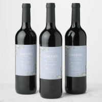 Elegant, Minimalism, Green Leaves Bottle Labels