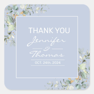 Elegant, Minimalism, Green Leaves Square Sticker