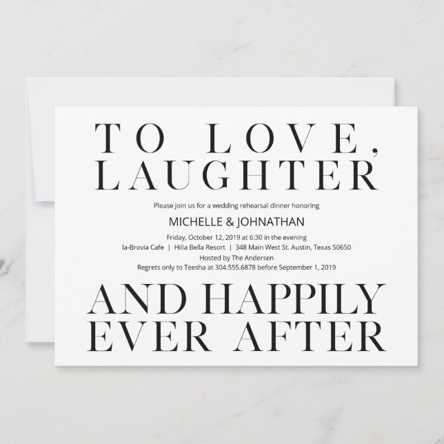 Elegant Minimalism Wedding Rehearsal Dinner Invitation (Front)