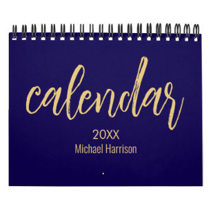 Elegant Minimalist 2026 Calendar – blue & Gold