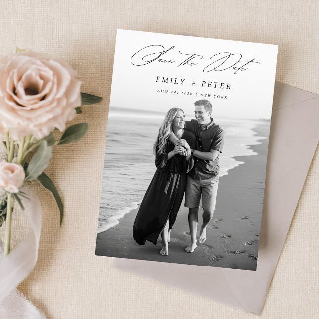 Elegant Minimalist 2 Photo QR Code Save The Date Invitation (Creator Uploaded)