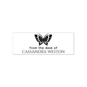Elegant Minimalist #4 Butterfly “Desk of” Name Self-inking Stamp
