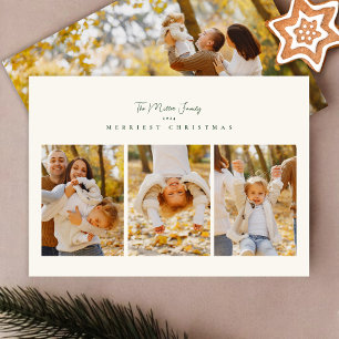 elegant minimalist 4 photo collage script merriest holiday card
