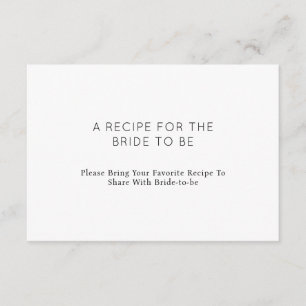 Elegant Minimalist A Recipe For The Bride To Be Enclosure Card