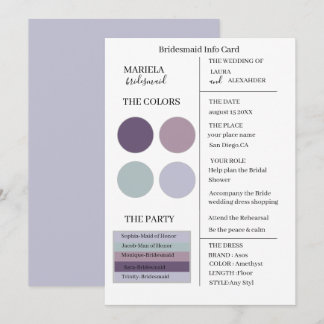 Elegant Minimalist Amethyst Bridesmaid Invitation