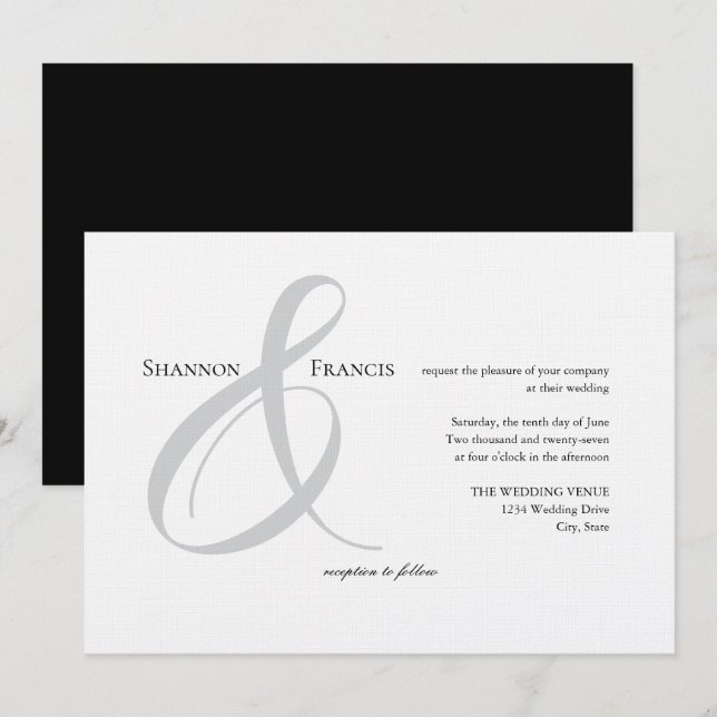 Elegant Minimalist Ampersand Wedding Invitation (Front/Back)