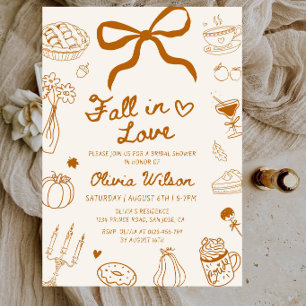 Elegant Minimalist Autumn Bridal Shower Party Invitation