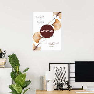 Elegant Minimalist Autumn Wedding Welcome Poster