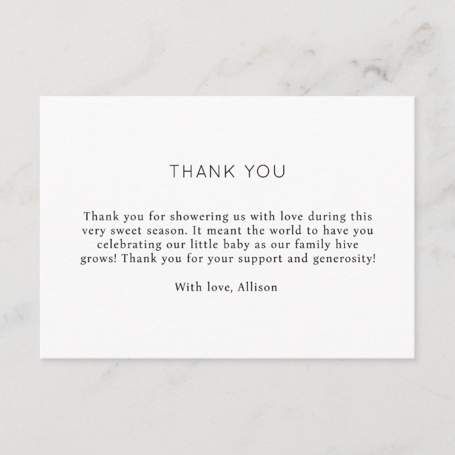 Elegant Minimalist Baby Shower Thank You Card (Front)