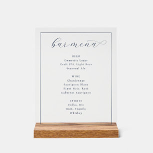 Elegant Minimalist Bar Menu Acrylic Sign