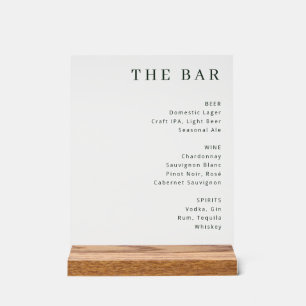 Elegant Minimalist Bar Menu Sign