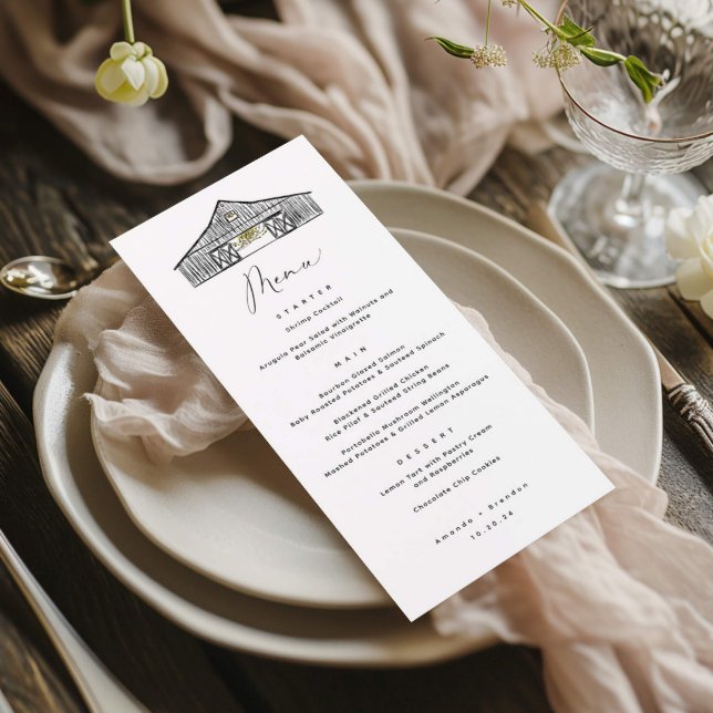 Elegant Minimalist Barn Wedding Menu (Creator Uploaded)
