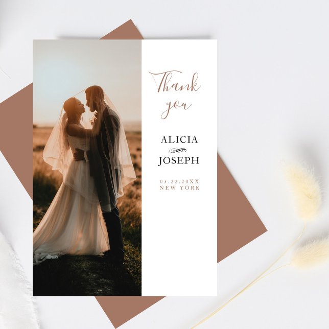 Elegant Minimalist Beige Photo Wedding Thank You (Creator Uploaded)