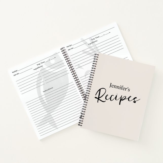 Elegant Minimalist Beige Recipe Notebook (Inside)