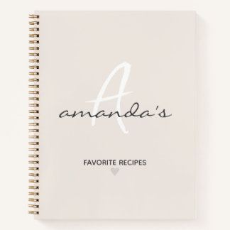 Elegant Minimalist Beige Recipe  Notebook