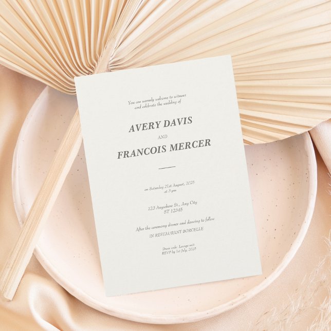 Elegant Minimalist Beige Wedding Invitation (Creator Uploaded)