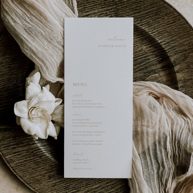 Elegant Minimalist Beige Wedding Place Card Menu (Creator Uploaded)