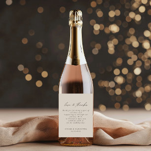 Elegant Minimalist Beige Wedding Wine Label