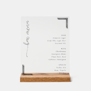 Elegant Minimalist Beverage Menu Acrylic Sign