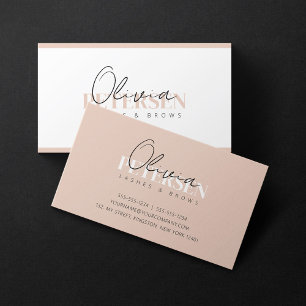 Elegant Minimalist Biege white Eye Lashes Brows Business Card