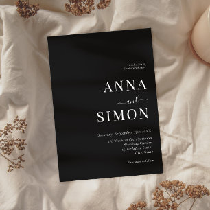  Elegant Minimalist Black All-in-One Wedding  Invitation