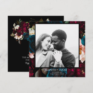 Elegant Minimalist Black and Floral Wedding Save The Date