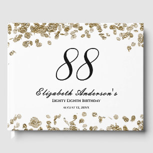 Elegant Minimalist Black and Gold 88th Birthday Guest Book