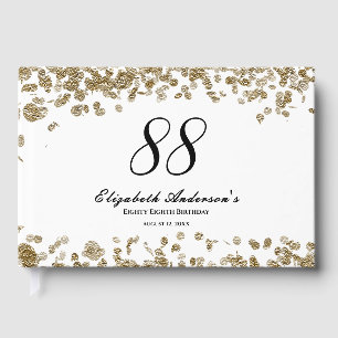 Elegant Minimalist Black and Gold 88th Birthday Guest Book