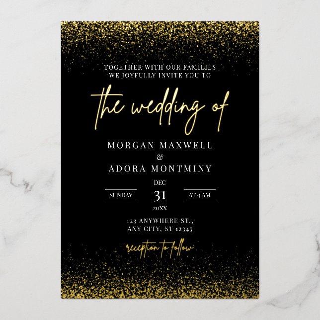 Elegant Minimalist Black and Gold Wedding (Front)