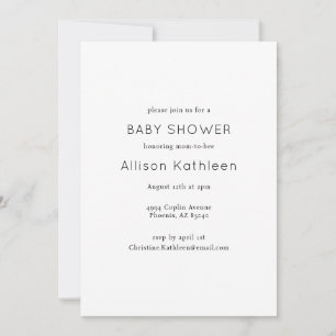 Elegant Minimalist Black and White Baby Shower Invitation