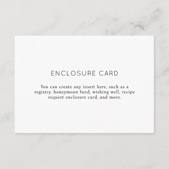 Elegant Minimalist Black and White Bridal Shower Enclosure Card (Front)