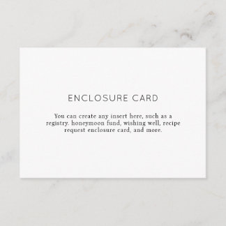 Elegant Minimalist Black and White Bridal Shower Enclosure Card
