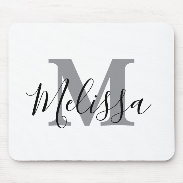 Elegant Minimalist Black and White Chic Custom Mouse Mat (Front)