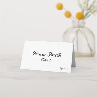 Elegant Minimalist Black and White Contemporary Place Card