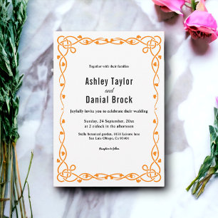 Elegant Minimalist Black And White Floral Wedding Invitation