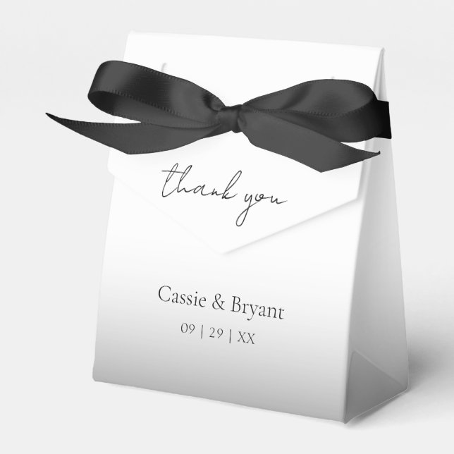 Elegant Minimalist Black and White Ombre Thank You Favour Box (Front Side)