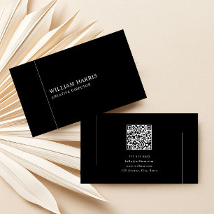 Elegant Minimalist Black and White QR Code Business Card