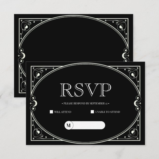 Elegant Minimalist Black and White Rsvp card (Front/Back)